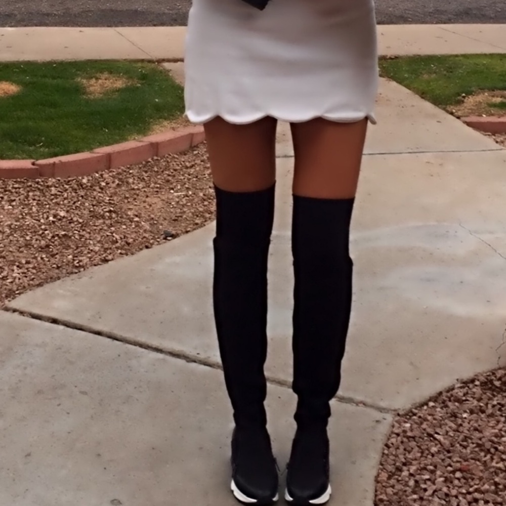 ASH LIMITED THIGH HIGH TRAINER BOOTS BLACK OVER KNEE